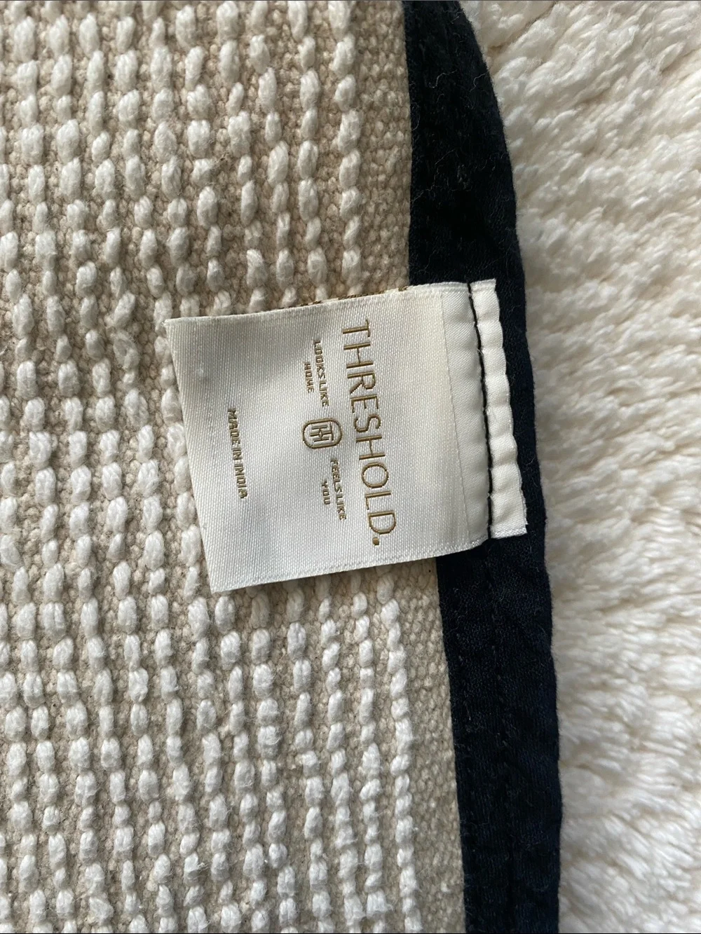 NWT Threshold Ivory and black border Bath Rug
